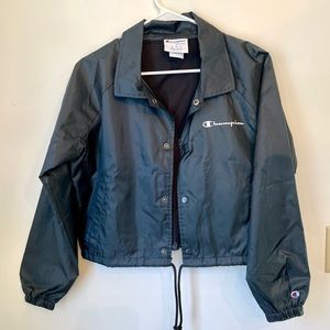 Champion cropped jacket | black button front jacket